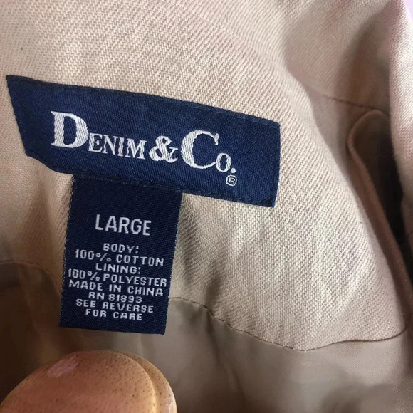 Denim & Co denim khaki jacket large - Picture 8 of 8